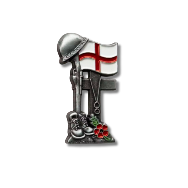 Never Forget Remembrance Pin – England Edition - Antique Silver Never Forget Remembrance Pin – England Edition - Antique Silver